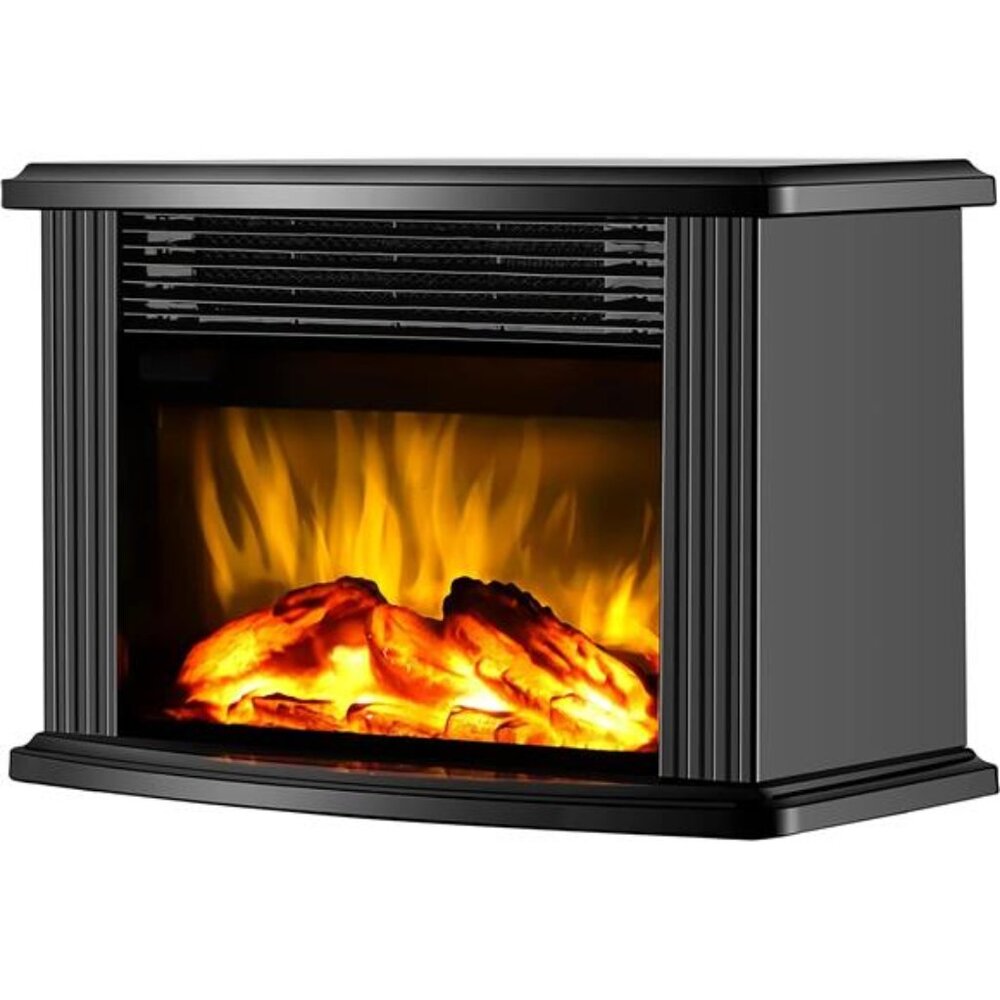 14" Mini Radiators Electric Fireplace Portable Heater, 1500W, Black Metal Frame